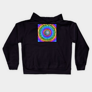 Neon Tie Dye Rainbow mandala with planets deadhead hippie design Kids Hoodie